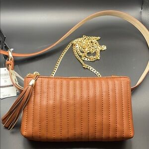 NWT Womens I.N.C. Cognac Convertible Faux Leather Belt Bag NEW-With Tag